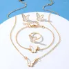 Necklace Earrings Set IFKM Fashion Gold Color Butterfly Charm Bracelet For Women Trend Jewelry Girls Party Gifts 2023 Accessories