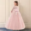 Vestidos de meninas Princesa elegante vestido de renda crianças bordando para meninas crianças vintage para festa de natal vestido de bola vermelha 230814