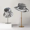 Berets Mirror Glass Cap Fashion Ball Cowboy Hat Glittering DjHat Hiphop Stage