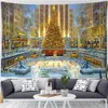 Tapestries City Night Aberstry Christmas Joy Painting Holiday Illustration Art Wall Room Home Decor R230812