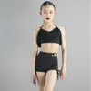 Scene Wear Kids Latin Dance Costume Girls Black Fringed Top Shorts Ballroom Competition Clothes Practice XS6746