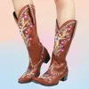 BOOTS Bordado Aosfirayliano Coser Floral Western Cowboy for Women 2023 Retro vintage Mid tornf Mujeres S COWGILLA 230814