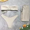 Dameszwemkleding Draws -zwempak voor vrouwen 2023 Bikini gestreepte Europese Amerikaanse sexy 3 -delige vrouwelijke bikini's