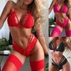 Sexy Set Ladies Sexy Lingerie Set 3 Pcs Hot Sexy Lace Bra Set Red Teddy Bear Sexy Briefs Bandage Lingerie Set Sexy Lingerie HKD230814