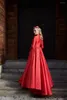 Robes de fête Robe de soirée musulmane en satin rouge