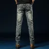 Men S jeans multi zipper mannen motorrijder punk rock denim broek slank fit rip heren borduurwerk motorfiets 230814