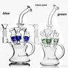 10 Zoll 3 Farben Glasbong Dual Perc Recycler Perc Glas Wasserpfeife große Bohrinseln Recycler Glasbong Dab Rig Banger 14 mm