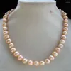 Łańcuchy ręcznie wiązany naszyjnik naturalny 10-11 mm różowy łańcuch swetra dla perłowskiej perłowej