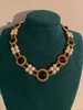 Women Medieval Jewelry Vintage Colorful Glazed Pearl Earrings Necklace Luxury Set Retro Necklace Choker