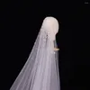 Bridal Veils 3M Long Pearls Wedding Veil Tulle 1T Elegant Luxurious Beaded Bride Party With Comb