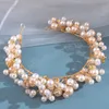 Wedding Pearl Hairband Hair Hoop Bride Tiaras For Women New Fashion Golden Bead Headbands Wedding Hair Ornament Jewelry Gifts