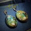 Dangle Earrings Lii ji 독특한 Real 925 Sterling Silver 거대한 Abalone Earring Boho Big Drop 여성을위한 좋은 선물