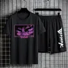 Tracksuits voor heren anime berserk tweedelig pakken zwart sportpak casual set katoenen korte mouwen shirt shirt shirt short shorts vijfde broek