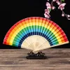 21x38 cm Summer Rainbow Handheld Folding Fan na festiwalu Dekoracji Przyjęcia weselnego