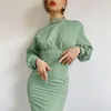 Casual Dresses Party Fashion Green Elegant Ladies Long Sleeve Knitted Corset Slim Clothes Fall Autumn For Women Arrival 2023
