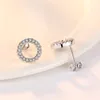 Stud Earrings Women Hollow Out Round Zircon Platinum/Gold Earrings Fashion Designer Full Diamond Shiny Crystal Stud Earrings Luxury Jewelry Wedding Accessories
