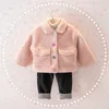 Vestes Coton Tampes d'hiver Bouchettes Boys Colorful Boutons Fake Fashion Coats Girl Toddlers Kids Overcoats Vêtements Enfants R230812