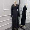 Etnische kleding moslim kralen open abaya zijden volle jurken Cardigan kimono lange gewaad jurken Jubah Midden -Oosten Ramadan Arabische islamitische