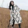 Kadın Ceketleri 2023 Sonbahar ve Kış Houndstooth Taklit Mink Vinvet Velvet Korece Versiyon Gevşek Orta Uzunlukta Örme Kabuklu Ceket