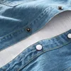 Casual shirts voor heren massief vintage katoenen jeans shirt mannen lange mouwen afslaan kraag mode denim habille homme ts-695