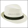 Gierige rand hoeden mode dames heren uni fedora trilby gangster cap zomer strand zon st panama hat paren minnaars 2021 553 t2 drop del dhv2uuu