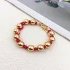 Link Bracelets Trendy Multi-color Rope Beaded Bangles For Women Adjustable Stretch Gold-plated CCB Elastic Charm Hand Jewelry