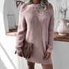 Autumn And Winter Off Shoulder Long Sleeve Casual Loose Wool Dress Women's Wear