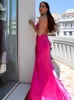 Casual Dresses Elegant Women Satin Slip Maxi Dress Bandage V-Neck Side Split Sexig Lady Backless Night Beach Prom Gown Slim Female Robe