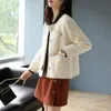 Women's Sweaters Elegant Faux Mink Cashmere Sweater Cardigan Women Vintage Luxury Design Plaid Knitted Coat Korean Style Soft V-Neck Knitwear Top 230812