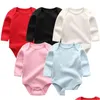 Tutarlar kız bebek erkek erkek romper 5pcs/lots doğumlu sleepsuit bebek kıyafetleri uzun kollu düz renkli tulumlar unisex custome 201127 Drop d dhfp0