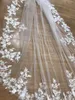Brudslöjor långa spetsar bröllopslöja 3,5 meter 3 m bred natur vit katedral med kamtillbehör brudhuvudstycken