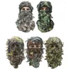 Berets 10pcs Camouflage 3D Leaf Gace Mask Mask Ghillie Suit Sniper Hunting Hood Caparmy Tactical Hat Hathable Elastic Balaclava