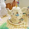 Muggar Produkt Mor och barnpotten Alice Wonderland Tea Set Alices and Rabbit Ceramic Coffee Cup and Plate Mug Cartoon 230812