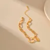 Link Bracelets Hip Hop 18K Gold Plated Metal Cuba Chain Women Bracelet Trend Oval Pendant Summer Day Wear Simple Lady Jewelry Accessories