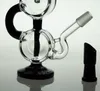 New Glass bong Black Brand Glass bong Double Recycler Bong 14.4mm