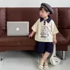 2023年の夏の子供服セット男の子カジュアルチルドレンズウェア男の子Tシャツズボン2枚の服