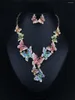 Orecchini di collana Set di gioielli imitazioni farfalla gioielli in stile nazionale incrostati di gioielli in lega di alta qualità per donna