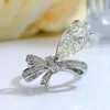 Cluster Rings S925 Sterling Silver 7 13 Bow High Carbon Diamond Ring Ins Handpiece