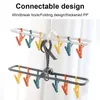 Hangers 2pcs Space Saving Hat 12 Colorful Clips Laundry Windproof Baby Clothes Bras Rotatable Hook PP Plastic Sock Drying Rack Gloves