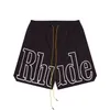 New Summer RHUDE Letter Printed Men's Shorts loose casual five point Mens and Womens Beach Pants High Street Sports Short Pant