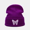 Beanie/Skull Caps Fashion Knitted Beanies Hat Butterfly Embroidery Winter Warm Ski Hats Skullies Caps Soft Elastic Cap Sport Bonnet Men Women
