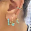 Boucles d'oreilles cerceaux Émail bleu pour femmes fille dysing huile lune étoile Huggie Bringle orecchini cadeau bijoux accessoires