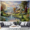Tapestries City Night Aberstry Christmas Joy Painting Holiday Illustration Art Wall Room Home Decor R230812