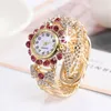 Wristwatches Woman Watch Luxury Rhinestone Quartz Fashion Bracelet Gift For Friends Elegant Wristwatch Ladies Clock