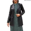 Bureau de veste féminine en cuir en cuir pour femmes Lady Elegant Pu Coat Suite professionnel noir