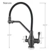 Black Brass Filter Kitchen Faucet Pure Water 360 Rotate Crane Dual Handle Purification Kitchen Hotcold Drinking Water Mixer Tap