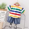 Ensembles de vêtements Nouvel été enfants garçons vêtements enfants rayé T-Shirt Shorts 2 pièces/ensemble enfant en bas âge décontracté Sport costumes bébé coton survêtements 0-5 ans