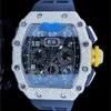 Часы Richarmill Tourbillon Автоматические механические наручные часы Швейцарские мужские часы 17 каратVVS1 дюйм Белый мозонит с бриллиантом круглой огранки Швейцарские автоматические часы WN-RMEV