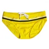 Men's Swimwear Brand Man's Swimming Briefs Shorts Trunks Boxers Stripes Patchwork Color Low Waist Summer Sexy Swim Beach