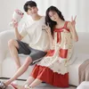Mäns Sleepwear 2023 Summer Plus Size Par Hemkläder Mens Korta Spaghetti Strap Cotton Nightrown For Women Korean Cute Nightdres